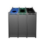 Venture Triple Recycling Station | Circle-Slot-Full | Grey-Blue-Green-Black