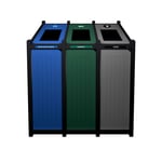 Venture Triple Recycling Station | Full Openings | Black-Blue-Green-Grey