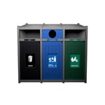 Vision Triple Recycling Station | Full-Circle-Full | Grey-Black-Blue-Green