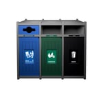 Vision Triple Recycling Station | Mixed-Full-Full | Grey-Blue-Green-Black