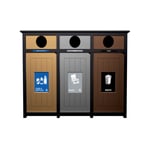 Aura Triple Recycling Station | Circle | Black-Cedar-Grey-Brown