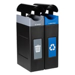Avante Double Station: 60 Gal Waste and Recycling Bins with Narrow Canopy Lids