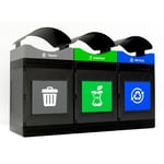 Avante Triple Station: 165 Gal Waste, Recycling & Compost Bins