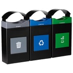 Avante Triple Station: 90 Gal Waste, Recycling & Compost Bins with Shallow Canopy Lids