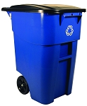 50 Gallon BRUTE Recycling Rollout Container with Lid