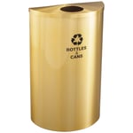 Glaro 14-Gal Half Round Waste and Recycling Barrel in Satin Brass - Configurable