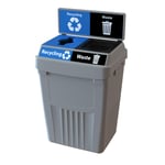 FlexE Double 50 Gallon Recycling Bin with Sign