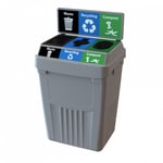 FlexE Triple 50 Gallon Recycling Bin with Sign