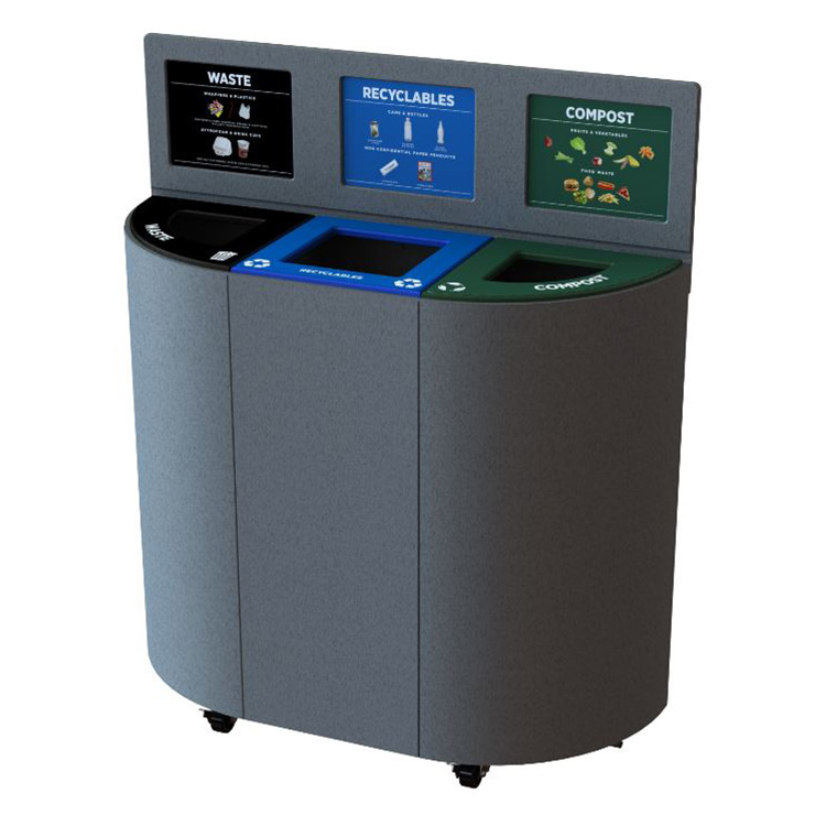 Moon Double with Gray body, trash, compost & recycling Sign Board