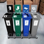 Mobile Manusorter Quad Station with Signs & Dolly - Configurable