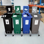 Mobile Manusorter XL Quad with Signs & Dolly | 32 Gal - Configurable