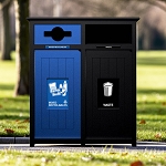 Aura Double Recycling Station | Mixed Recyclables-Waste | Mixed-Full | Black-Blue