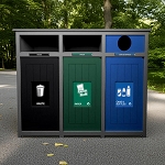 Aura Triple Recycling Station | Full-Full-Circle | Grey-Black-Green-Blue