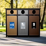 Aura Triple Recycling Station | Circle | Black-Cedar-Grey-Brown