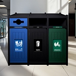 Vision Triple Recycling Station | Mixed-Full-Full | Black-Blue-Black-Green