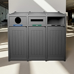 Vision Triple Recycling Station | Circle-Slot-Full | Grey