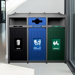 Vision Triple Recycling Station | Full-Mixed-Full | Grey-Black-Blue-Green