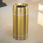 Capri Waste Receptacle with Funnel-Top, 33-Gal - Satin Brass