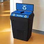 FlexE Single 50 Gallon Recycling Bin with Sign