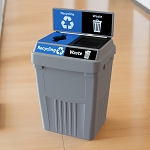 FlexE Double 50 Gallon Recycling Bin with Sign