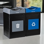 Avante Double Station: 110 Gal Waste and Recycling Bins with Standard Lids