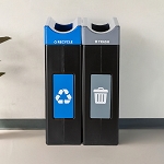 Avante Double Station: 60 Gal Waste and Recycling Bins with Narrow Lids