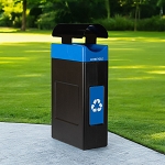 Avante 30 Gal Recycling Bin with Narrow Blue Canopy Lid