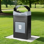 Avante 30 Gal Waste Bin with Shallow Gray Canopy Lid