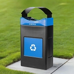 Avante 30 Gal Recycling Bin with Shallow Blue Canopy Lid