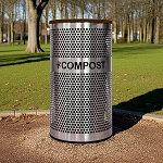 The Venue Series Compost Container | Stainless Steel with Brown Lid