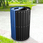 Split Two-Stream Recycling and Waste Barrel with Lift-Off Lid