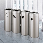 23-Gallon Glaro VALUE SERIES Four-Stream Recycling Station in Satin Aluminum - Configurable