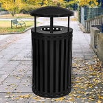 Streetscape Modern Trash Receptacle with Rain Hood - Configurable
