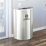 Glaro VALUE SERIES 16-Gal Satin Aluminum Half Round Waste Container - Configurable