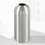 New Yorker Waste Receptacle with Open Dome Top in Satin Aluminum- 16 Gallon