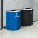 Glaro XL Half-Round Multi-Color Double Waste & Recycling Station