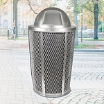 Expanded Metal Outdoor Waste in GALVANIZED | Dome Top with Liner
