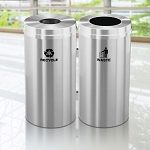 Glaro Premium 32-Gal Double Recycling & Waste Station - Satin Aluminum