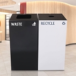 GeoCube Two-Stream Recycling Station | Charcoal & White