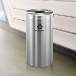 Glaro 16 Gallon Single Purpose Recycling Container in Satin Aluminum - Configurable