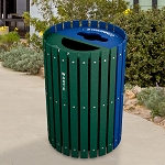 Split Two-Stream Recycling and Waste Barrel with Hinged Doors - Configurable
