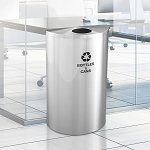Glaro Half Round Waste and Recycling Container in Satin Aluminum 14 Gal - Configurable