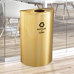 Glaro 14-Gal Half Round Waste and Recycling Barrel in Satin Brass - Configurable