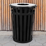 Oakley 36-Gallon Slatted Waste Receptacle in Black