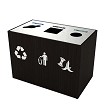 18 Gallon shown with Brushed Aluminum Lid, Waste and Recycle Labels with Square and Mixed Openings 