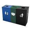 Comes as shown: 'Bottles & Cans' in blue, 'Paper Only' in green, and 'Waste Only' in black 