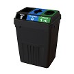 FlexE Triple bin in Black with waste, recycling and compost labels 