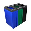 Evolve Full-Color Three-Stream Cube Slim Recycling Station (Blue, Green, Black) 