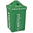 Recycle Bin I with Pyramid Lid in Green with Custom Decals 