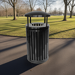 Streetscape Gated Trash Receptacle with Rain Hood - Configurable